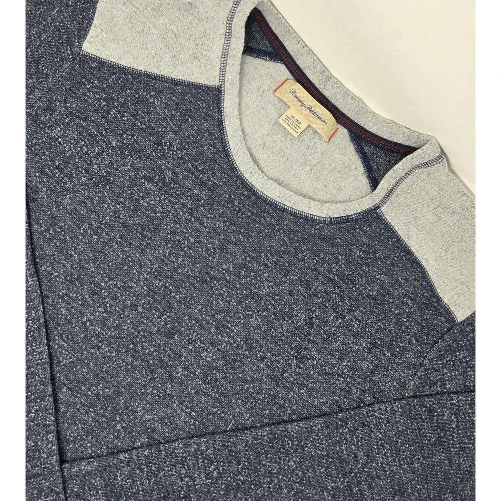 Tommy Bahama Fleece Lined Sweater Long Sleeve Crewneck Men's XL Navy‎ Blue Gray